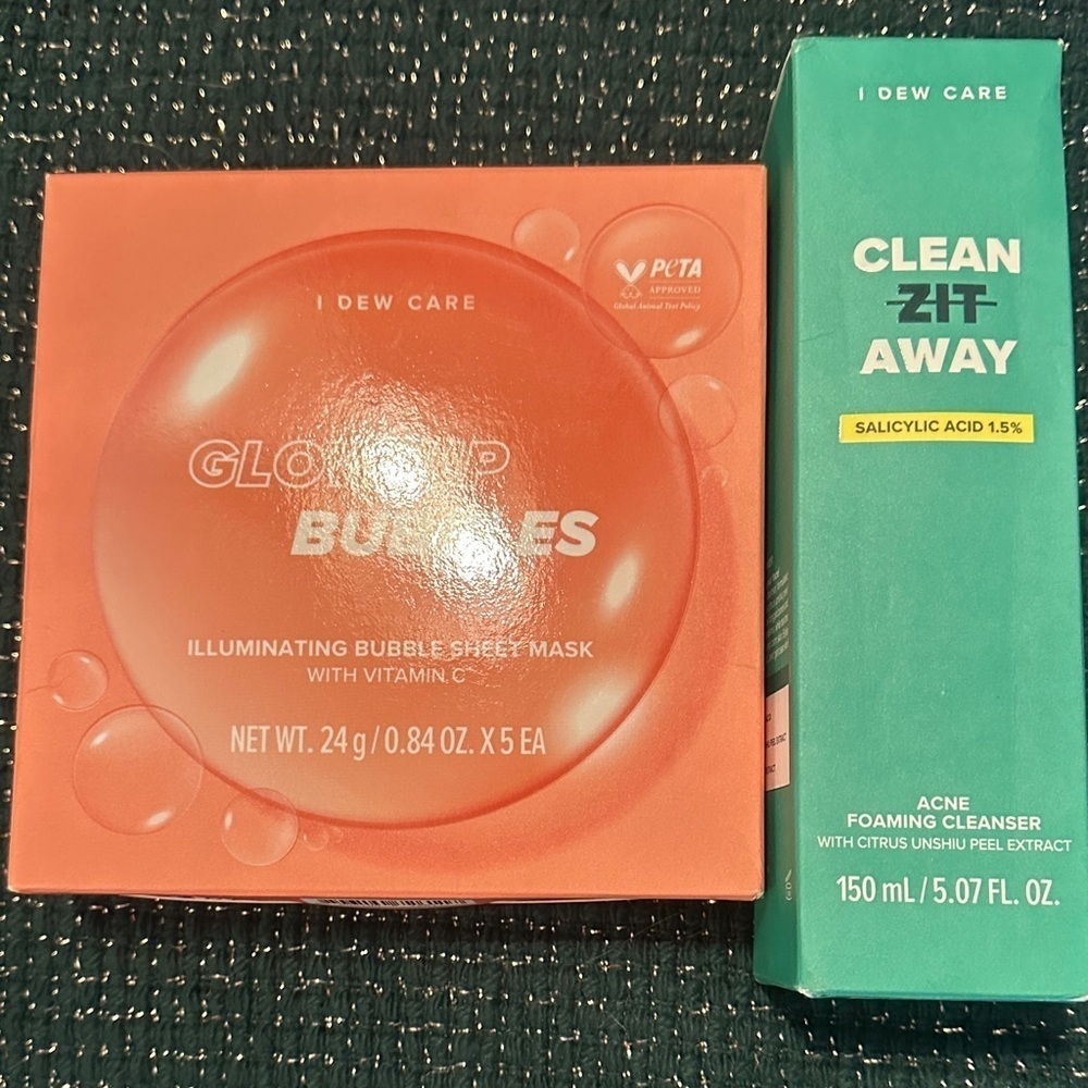 I Dew Care - Glow Up Bubbles Illuminating Bubble Sheet Mask & Clean Zit Away NIB